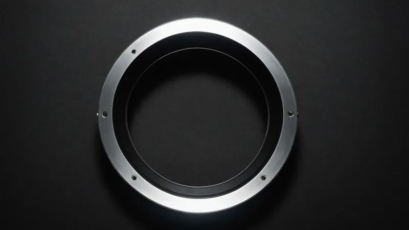 Industrial LED ring lighting illuminating a metal part for inspection