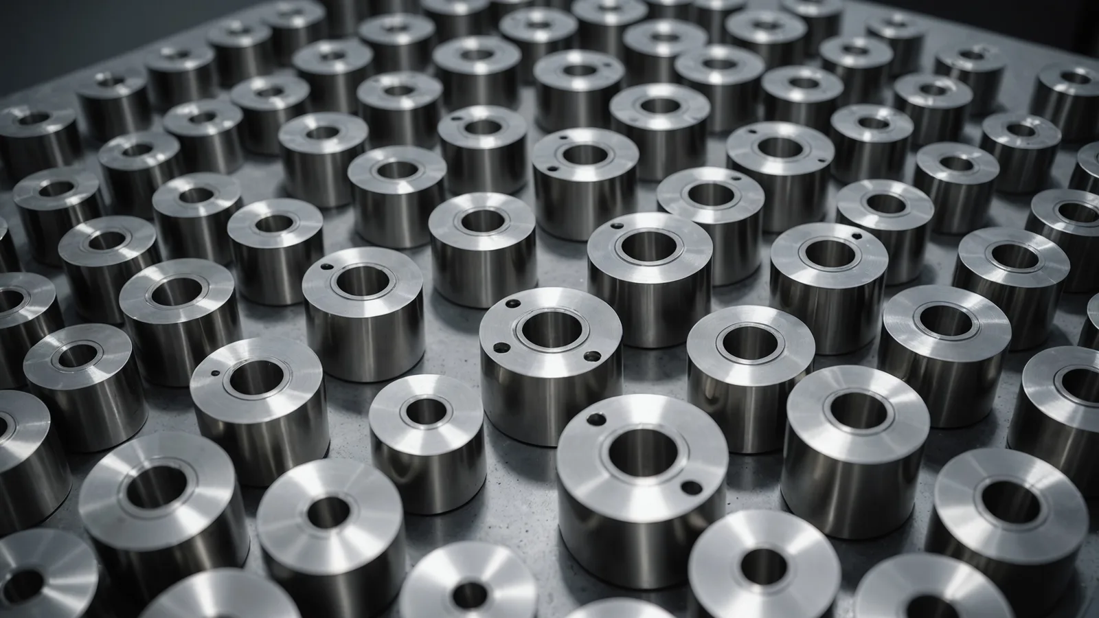 Metalworking inspection: machined parts on conveyor under camera inspection system